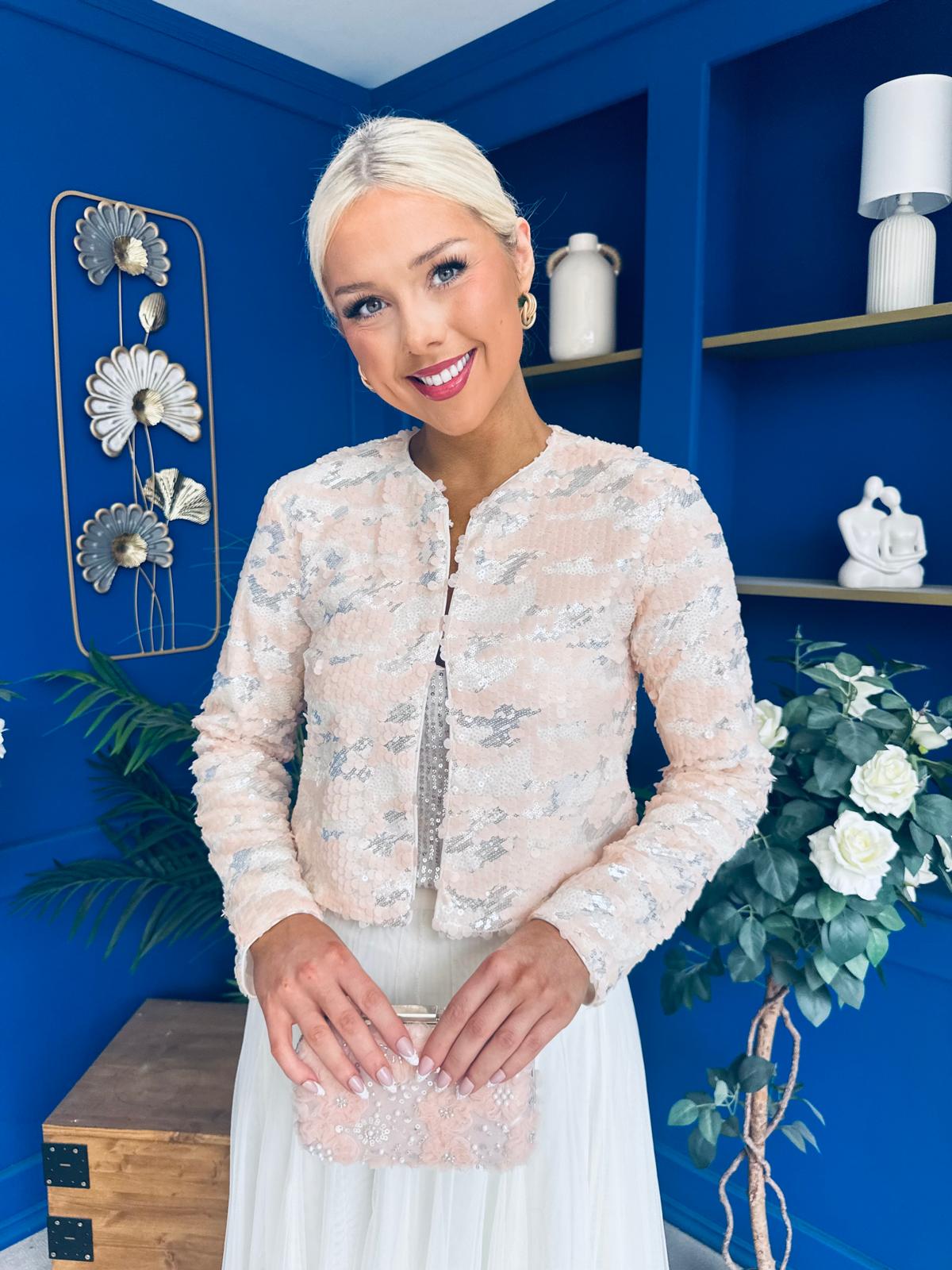 Dorothy Sequin Jacket Floral Pink & Cream