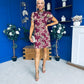 Ami Crochet Tulip Sleeve Mini Dress Burgundy