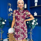 Ami Crochet Tulip Sleeve Mini Dress Burgundy