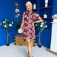 Ami Crochet Tulip Sleeve Mini Dress Burgundy