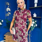 Ami Crochet Tulip Sleeve Mini Dress Burgundy