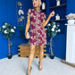 Ami Crochet Tulip Sleeve Mini Dress Burgundy