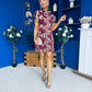 Ami Crochet Tulip Sleeve Mini Dress Burgundy