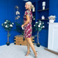 Ami Crochet Tulip Sleeve Mini Dress Burgundy