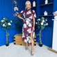Lilith Puff Sleeve High Neck Midi Dress Plum Floral (Copy)