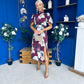 Lilith Puff Sleeve High Neck Midi Dress Plum Floral (Copy)