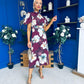 Lilith Puff Sleeve High Neck Midi Dress Plum Floral (Copy)