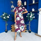 Lilith Puff Sleeve High Neck Midi Dress Plum Floral (Copy)