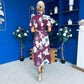 Lilith Puff Sleeve High Neck Midi Dress Plum Floral (Copy)