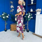 Lilith Puff Sleeve High Neck Midi Dress Plum Floral (Copy)