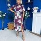 Lilith Puff Sleeve High Neck Midi Dress Plum Floral (Copy)
