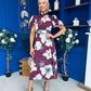 Lilith Puff Sleeve High Neck Midi Dress Plum Floral (Copy)