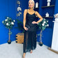 Karly Detailed Sequin Occasion Dress Black