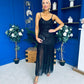Karly Detailed Sequin Occasion Dress Black