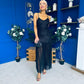 Karly Detailed Sequin Occasion Dress Black