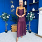 Karly Detailed Sequin Occasion Dress Burgundy