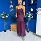 Karly Detailed Sequin Occasion Dress Burgundy
