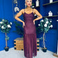 Karly Detailed Sequin Occasion Dress Burgundy
