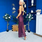 Karly Detailed Sequin Occasion Dress Burgundy