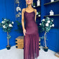 Karly Detailed Sequin Occasion Dress Burgundy