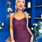 Karly Detailed Sequin Occasion Dress Burgundy