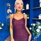 Karly Detailed Sequin Occasion Dress Burgundy