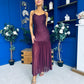 Karly Detailed Sequin Occasion Dress Burgundy