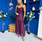 Karly Detailed Sequin Occasion Dress Burgundy