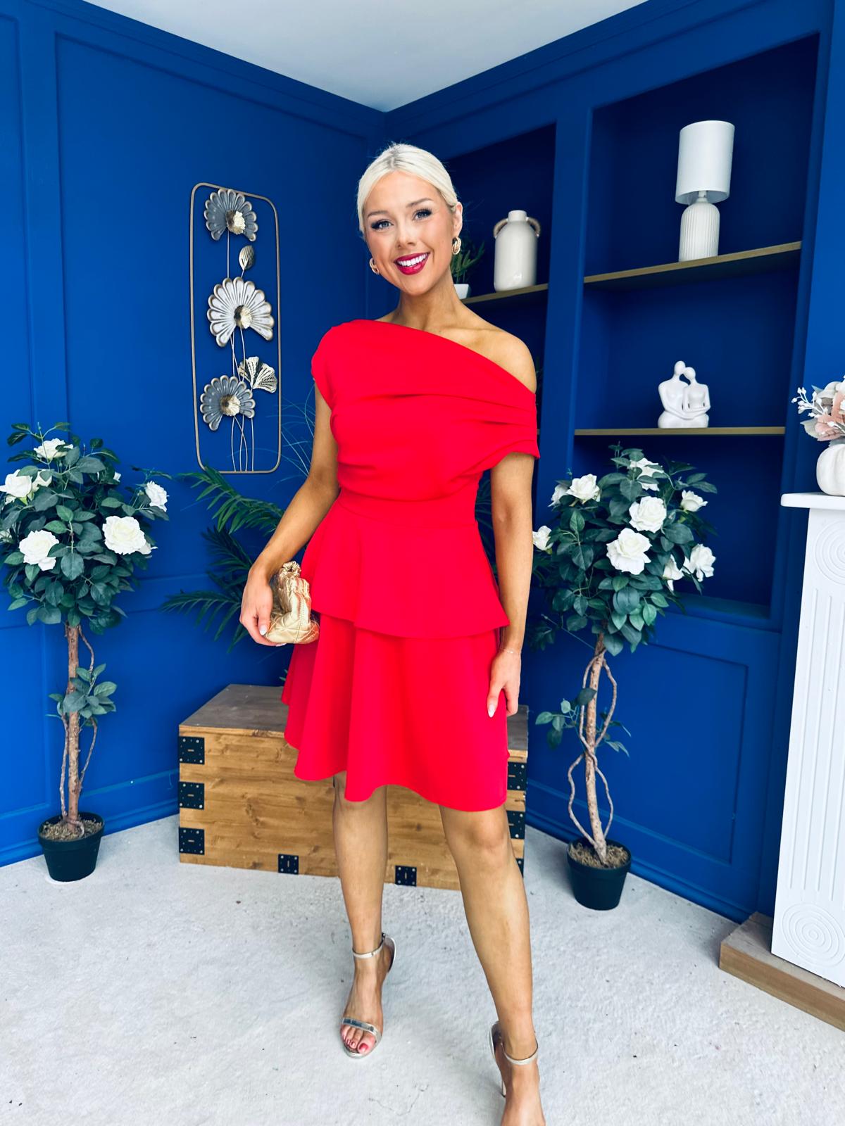 Pippa Double Frill Mini Dress Red