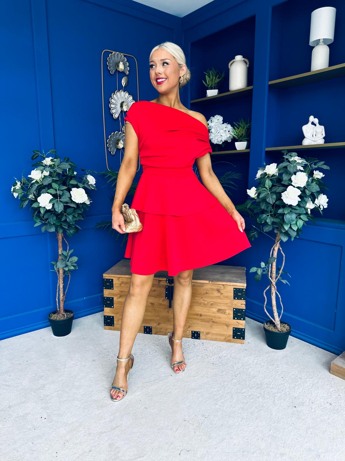 Pippa Double Frill Mini Dress Red