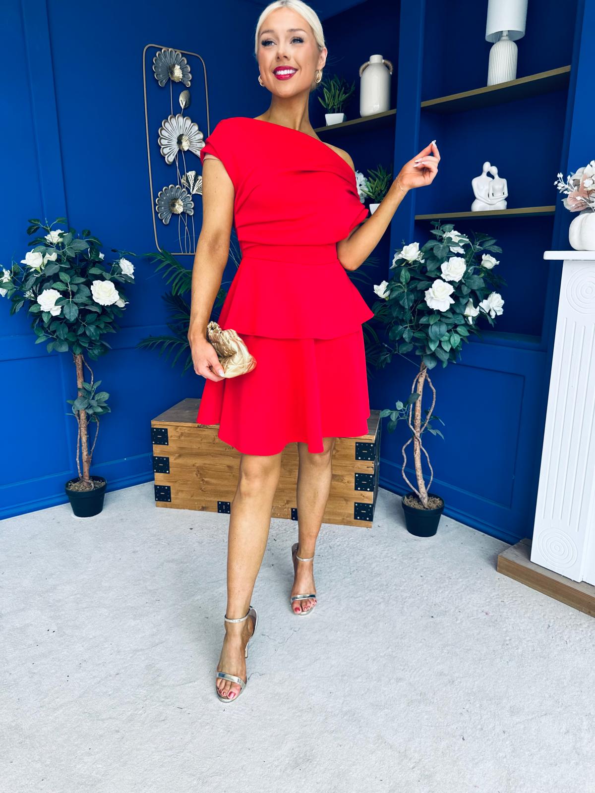 Pippa Double Frill Mini Dress Red