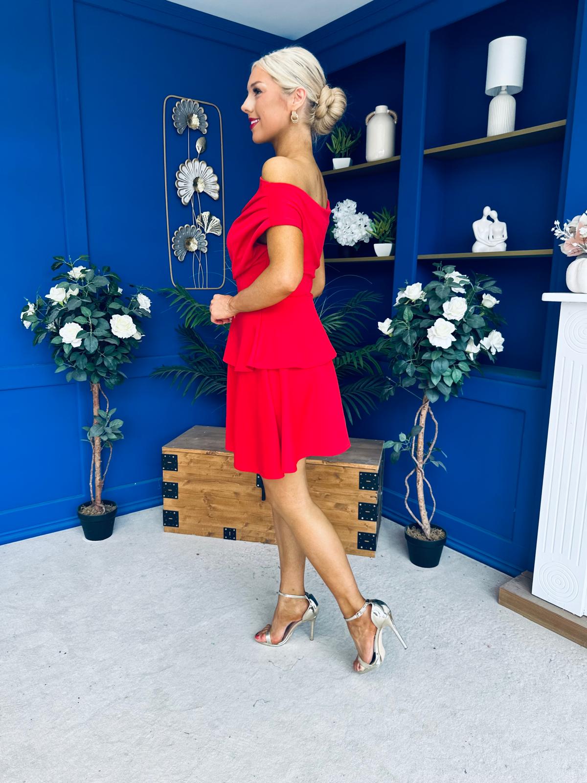 Pippa Double Frill Mini Dress Red