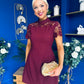 Dolcie Lace Detail Mini Dress Wine