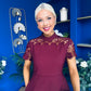 Dolcie Lace Detail Mini Dress Wine