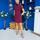 Dolcie Lace Detail Mini Dress Wine