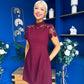 Dolcie Lace Detail Mini Dress Wine
