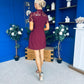Dolcie Lace Detail Mini Dress Wine