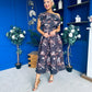 Breffy Asymmetric Neckline Skater Midi Floral Coco