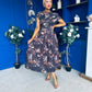 Breffy Asymmetric Neckline Skater Midi Floral Coco