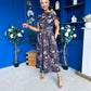 Breffy Asymmetric Neckline Skater Midi Floral Coco