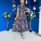 Breffy Asymmetric Neckline Skater Midi Floral Coco