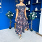 Breffy Asymmetric Neckline Skater Midi Floral Coco