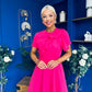 Meghan Bow Detail Midi Dress Hot Pink