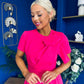 Meghan Bow Detail Midi Dress Hot Pink