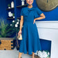Meghan Bow Detail Midi Dress Teal