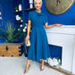 Meghan Bow Detail Midi Dress Teal