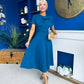Meghan Bow Detail Midi Dress Teal