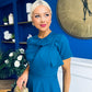 Meghan Bow Detail Midi Dress Teal