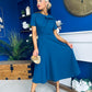 Meghan Bow Detail Midi Dress Teal