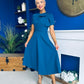 Meghan Bow Detail Midi Dress Teal